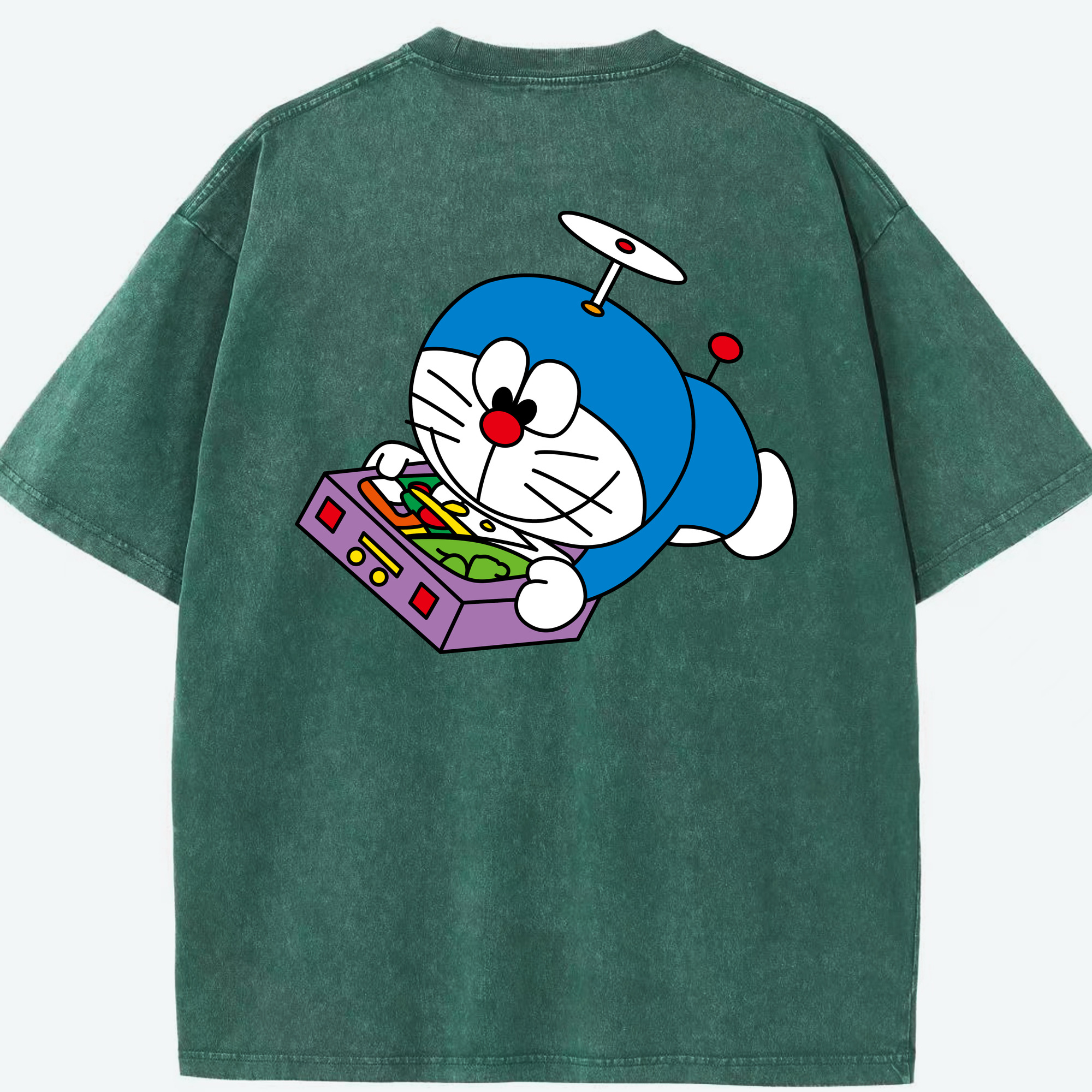 （画像用） ドラえもん Doraemon 綿100% ヴィンテージ風 半袖Tシャツ（背面プリント）